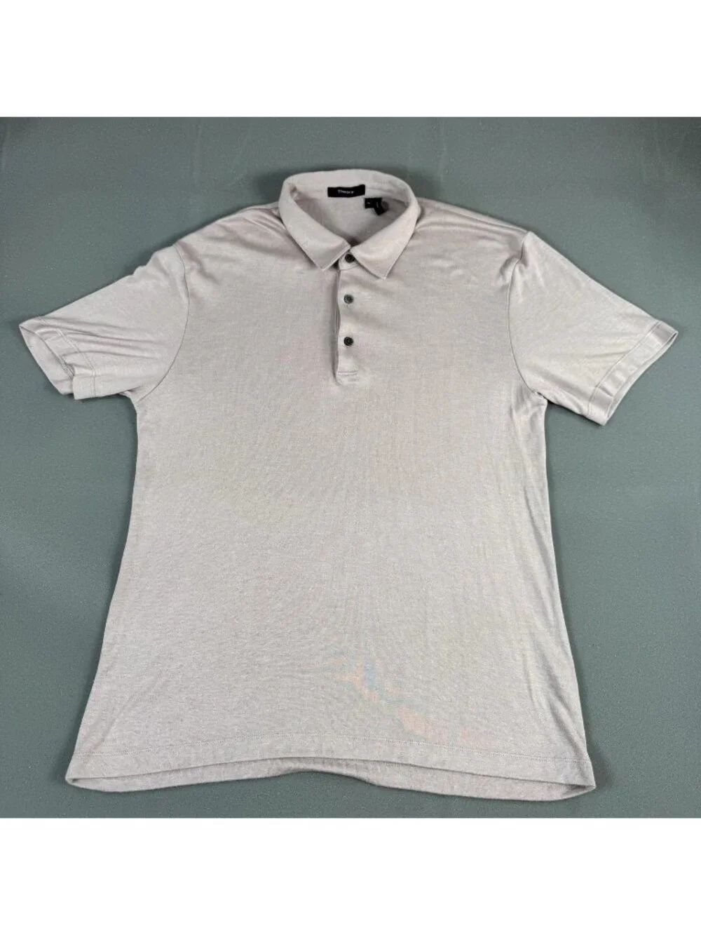 Theory Polo Shirt Mens Size M Beige Modal Blend Soft Lightweight Casual Summer